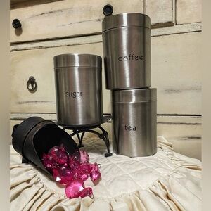 Stainless Steel Canister Set for Coffee, Sugar, and Tea